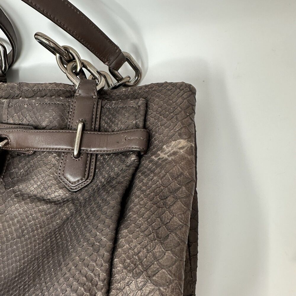 Coach 18741 Brown Bronze Python Embossed Leather Chelsey Jayden Satchel Purse - Picture 11 of 15